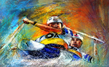 Painting titled "Olympics Slalom Can…" by Miki De Goodaboom, Original Artwork, Acrylic