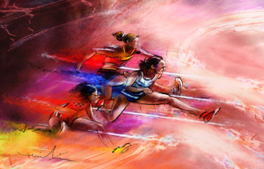 Schilderij getiteld "Olympics Heptathlon…" door Miki De Goodaboom, Origineel Kunstwerk, Acryl