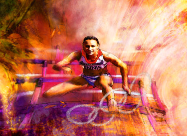 Schilderij getiteld "Olympics Heptathlon…" door Miki De Goodaboom, Origineel Kunstwerk, Acryl
