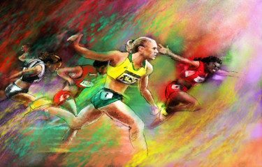 Картина под названием "Olympics 2012 100 m…" - Miki De Goodaboom, Подлинное произведение искусства, Акрил
