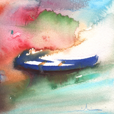 Malerei mit dem Titel "A Boat in Lanzarote" von Miki De Goodaboom, Original-Kunstwerk, Aquarell