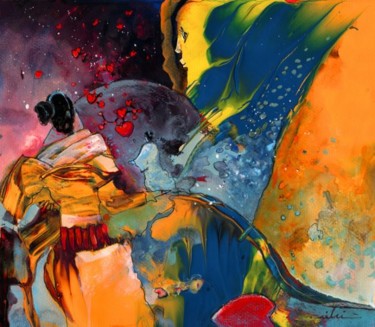 Pittura intitolato "Love Molecules" da Miki De Goodaboom, Opera d'arte originale, Olio