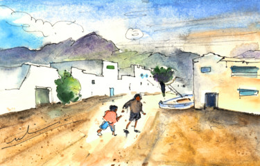 "Caleta de Famara 02" başlıklı Tablo Miki De Goodaboom tarafından, Orijinal sanat, Suluboya