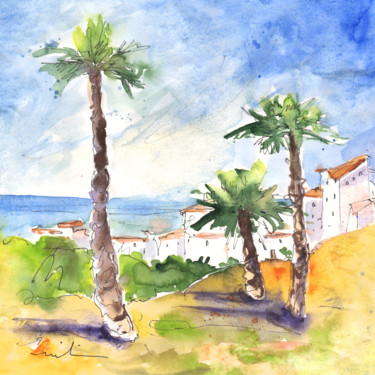 Painting titled "Costa Adeje 01" by Miki De Goodaboom, Original Artwork, Watercolor