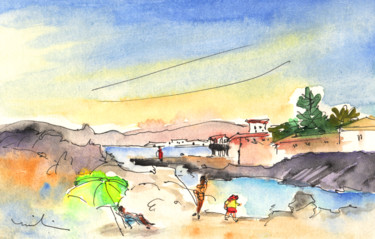 Painting titled "Los Cristianos 03" by Miki De Goodaboom, Original Artwork, Watercolor