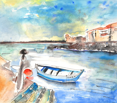Картина под названием "Puerto de La Cruz 02" - Miki De Goodaboom, Подлинное произведение искусства, Акварель