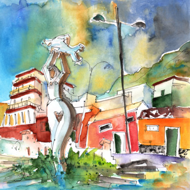 Painting titled "Garachico 04" by Miki De Goodaboom, Original Artwork, Watercolor