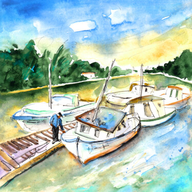 Painting titled "Puerto Gelves 02" by Miki De Goodaboom, Original Artwork, Watercolor