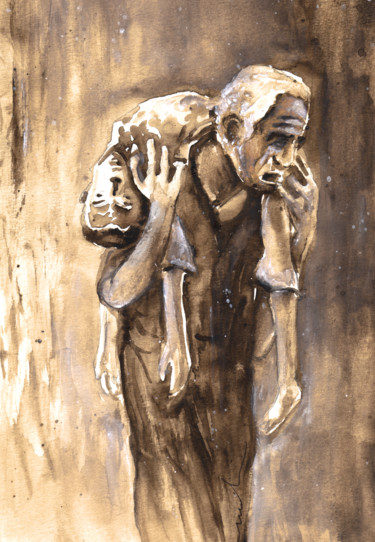 Pittura intitolato "The Great Hunger in…" da Miki De Goodaboom, Opera d'arte originale, Acquarello