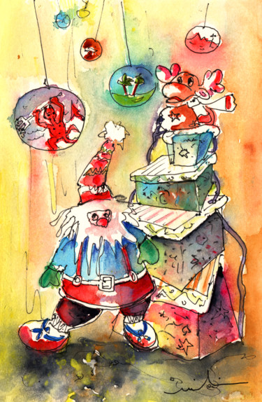 Pintura intitulada "Christmas in Lanzar…" por Miki De Goodaboom, Obras de arte originais, Aquarela