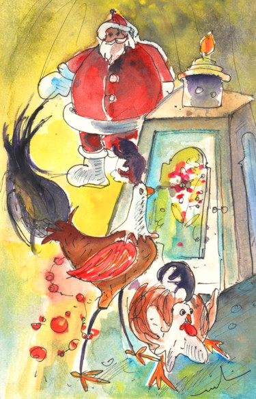 Malerei mit dem Titel "Christmas in Lanzar…" von Miki De Goodaboom, Original-Kunstwerk, Aquarell