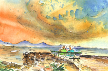 Картина под названием "Dreaming of Sailing" - Miki De Goodaboom, Подлинное произведение искусства, Акварель