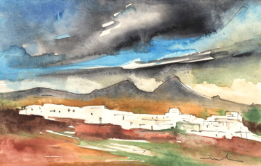 Painting titled "Landscape of Lanzar…" by Miki De Goodaboom, Original Artwork, Watercolor