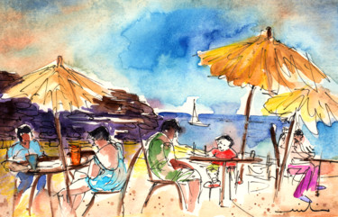Peinture intitulée "Papagayo Beach Bar" par Miki De Goodaboom, Œuvre d'art originale, Huile