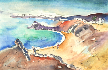 Painting titled "Playa Blanca 01" by Miki De Goodaboom, Original Artwork, Watercolor