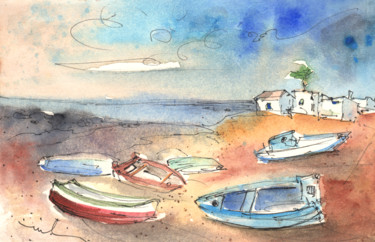 Schilderij getiteld "Playa Honda 02" door Miki De Goodaboom, Origineel Kunstwerk, Aquarel