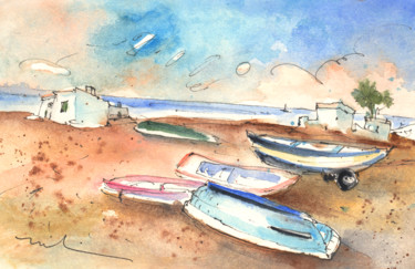 Painting titled "Playa Honda 03" by Miki De Goodaboom, Original Artwork, Watercolor