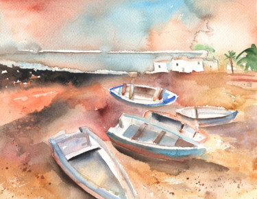 Pintura intitulada "Playa Honda 05" por Miki De Goodaboom, Obras de arte originais, Aquarela