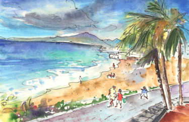 Peinture intitulée "Puerto Carmen Beach" par Miki De Goodaboom, Œuvre d'art originale, Huile