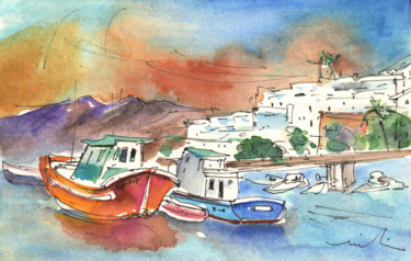 Painting titled "Puerto Carmen Harbo…" by Miki De Goodaboom, Original Artwork, Watercolor