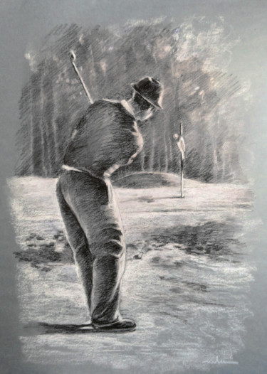 Painting titled "Golf Chip" by Miki De Goodaboom, Original Artwork, Oil