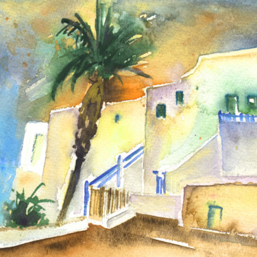 Pintura intitulada "Puerto Carmen Sunse…" por Miki De Goodaboom, Obras de arte originais, Aquarela