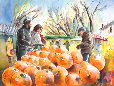 Pintura intitulada "Oranges Vendor in a…" por Miki De Goodaboom, Obras de arte originais, Óleo