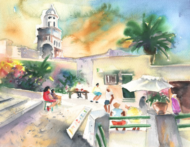 Painting titled "Teguise Market 07" by Miki De Goodaboom, Original Artwork, Watercolor