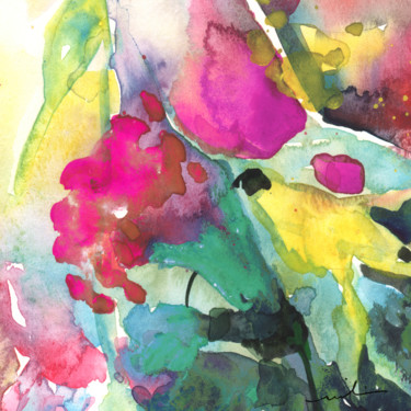 Картина под названием "Flower Symphony 02" - Miki De Goodaboom, Подлинное произведение искусства, Масло