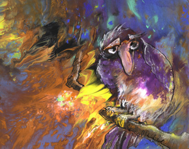 Картина под названием "Sad Bird" - Miki De Goodaboom, Подлинное произведение искусства, Масло