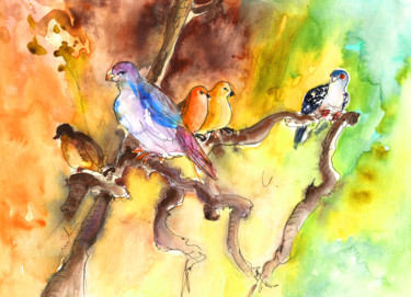 Ζωγραφική με τίτλο "Birds in Gran Canar…" από Miki De Goodaboom, Αυθεντικά έργα τέχνης, Λάδι