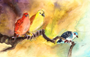Painting titled "Birds in Gran Canar…" by Miki De Goodaboom, Original Artwork, Oil