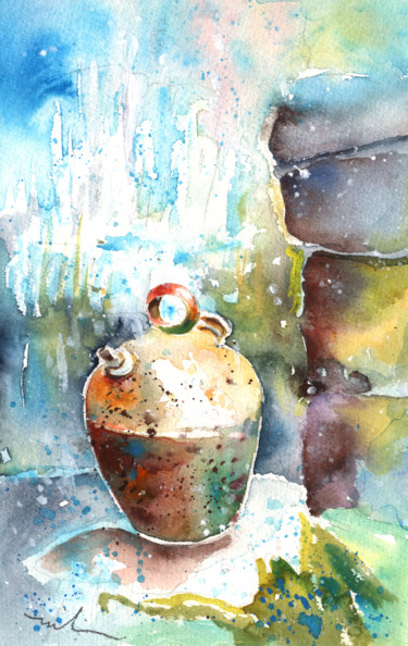Картина под названием "Jar Under A Waterfa…" - Miki De Goodaboom, Подлинное произведение искусства, Масло