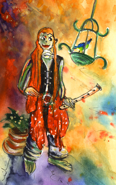 Pintura titulada "Musician in Crocodi…" por Miki De Goodaboom, Obra de arte original, Oleo