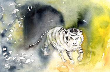 Pintura titulada "Tiger in Crocodile…" por Miki De Goodaboom, Obra de arte original, Oleo
