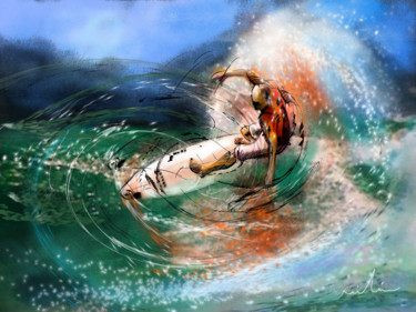 Painting titled "Surfscape 03" by Miki De Goodaboom, Original Artwork, Oil