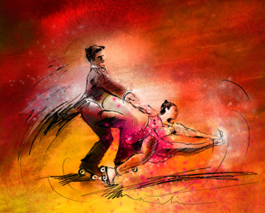 Schilderij getiteld "Artistic Roller Ska…" door Miki De Goodaboom, Origineel Kunstwerk, Olie