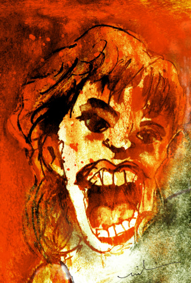 Schilderij getiteld "Mick Jagger" door Miki De Goodaboom, Origineel Kunstwerk, Olie