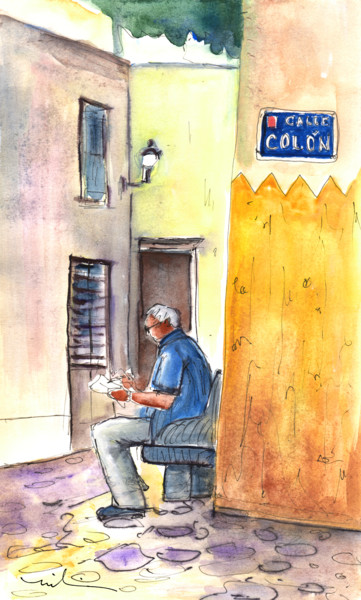 Painting titled "Calle Colon in Las…" by Miki De Goodaboom, Original Artwork, Oil