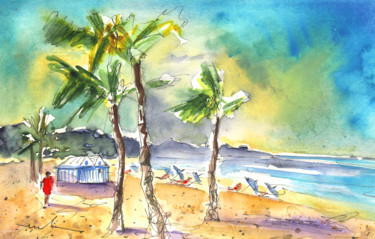 Painting titled "Las Canteras Beach…" by Miki De Goodaboom, Original Artwork, Oil