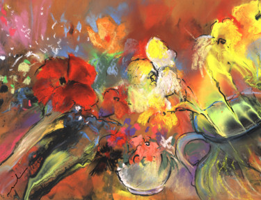 Картина под названием "Flowers of Joy" - Miki De Goodaboom, Подлинное произведение искусства, Акрил