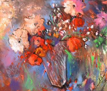 Pintura titulada "Wild Flower Bouquet…" por Miki De Goodaboom, Obra de arte original, Gouache