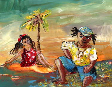 Pittura intitolato "Stranded in Tahiti" da Miki De Goodaboom, Opera d'arte originale, Olio