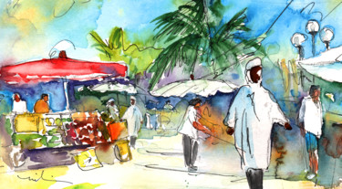 Painting titled "Carribean Market 02" by Miki De Goodaboom, Original Artwork, Oil