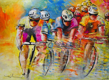 Painting titled "Le Tour de France 0…" by Miki De Goodaboom, Original Artwork, Oil