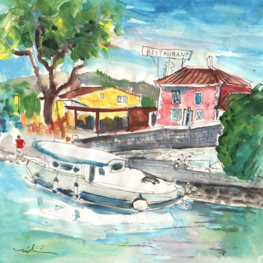 Painting titled "Port de Plaisance d…" by Miki De Goodaboom, Original Artwork, Watercolor