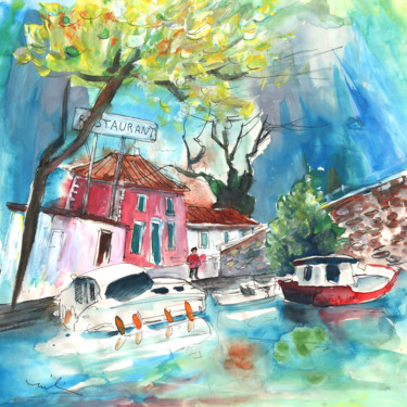 Painting titled "Port de Plaisance d…" by Miki De Goodaboom, Original Artwork, Watercolor