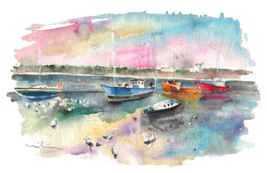 Malerei mit dem Titel "Balbriggan Harbour…" von Miki De Goodaboom, Original-Kunstwerk, Öl