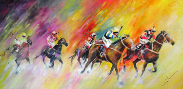 Pittura intitolato "Horse Racing 03" da Miki De Goodaboom, Opera d'arte originale, Acrilico