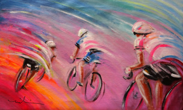 Painting titled "Le Tour de France 1…" by Miki De Goodaboom, Original Artwork, Oil